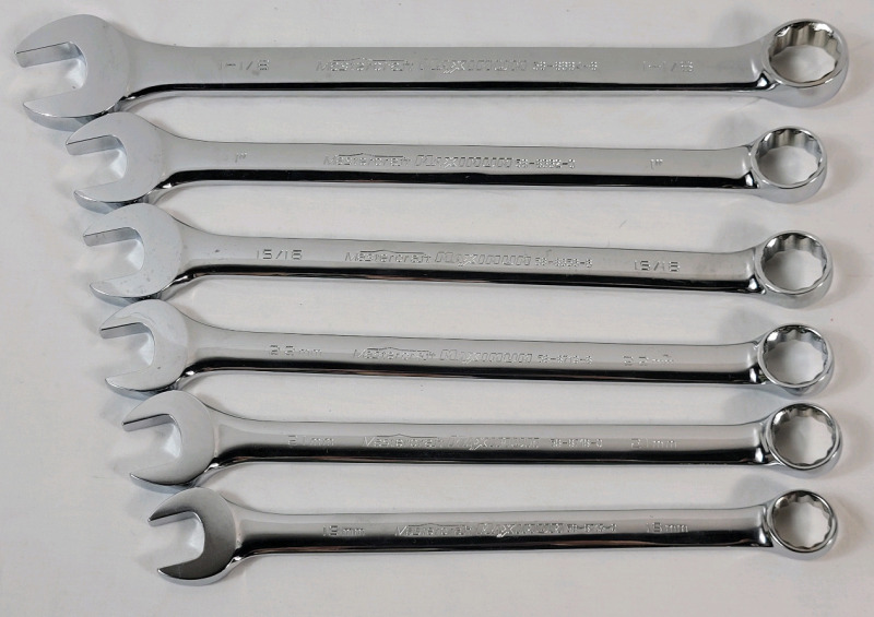 Mastercraft Maximum 6pc SAE & Metric Combination Wrench Set . 19mm , 21mm , 22mm , 15/16" , 1" & 1 1/8"