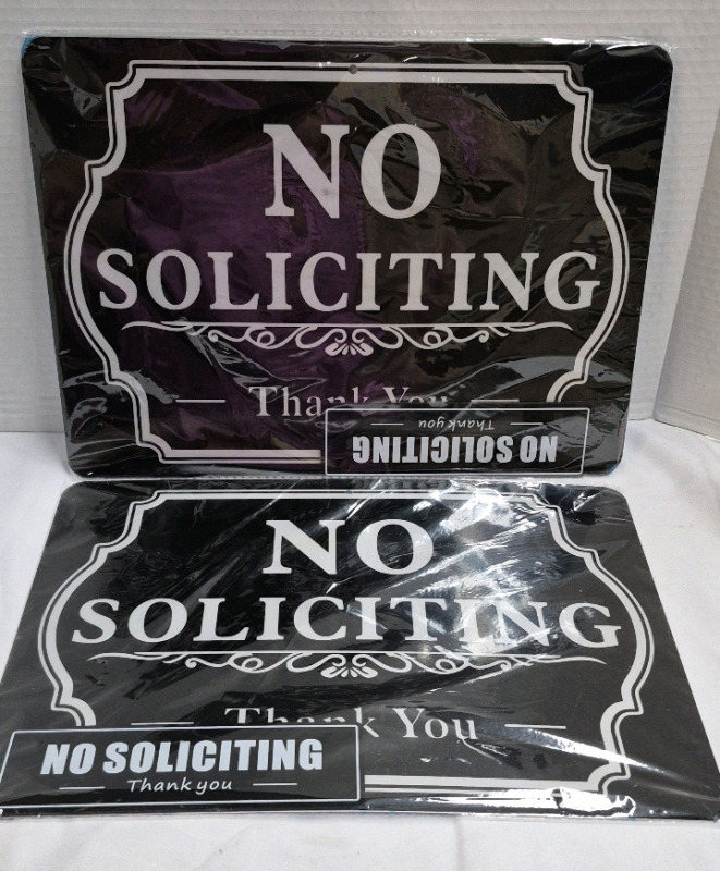 4 New No Soliciting Signs - 6.75" to 13.75" Long