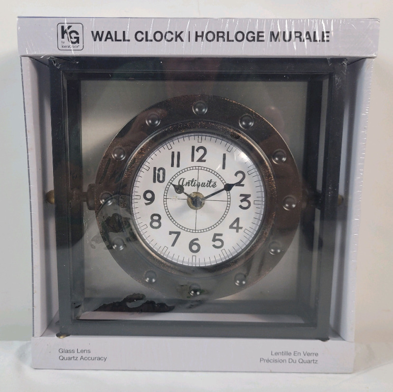 New - Kiera Grace 9" Bamford Retro Style Iron Table Clock . Requires AA Battery . Sealed