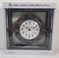 New - Kiera Grace 9" Bamford Retro Style Iron Table Clock . Requires AA Battery . Sealed