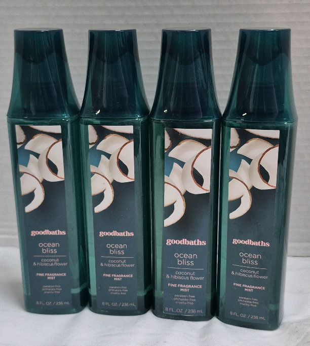 4 New Goodbaths Ocean Bliss Body Fragrance Mist 236mL Coconut and Hibiscus Flower