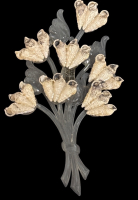 c1940s Retro White Conically Shaped Shell and Celluloid Tropical Floral Brooch Patent Pending 4 x 2.5 inch approximately