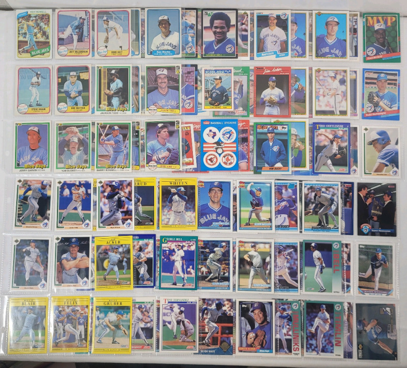 1980 - 1993 Toronto Blue Jays MLB Baseball Trading Card Singles , 99 Trading Cards