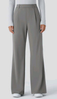 New - Size Medium Petite Ladies Halara High Waisted Side Pocket Work Flare Pants - Grey