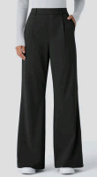 New - Size Medium Petite Ladies Halara High Waisted Side Pocket Work Flare Pants - Black
