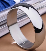 Classic Titanium Steel Ring 8mm Round Band with TITANIUM Engraving Simple & Elegant Design High Polish Size 10