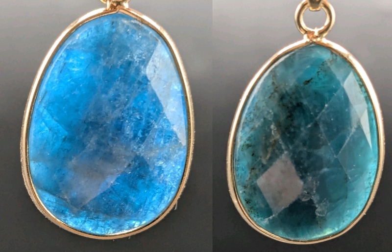 2 Deep & Bright Possible Blue Apatite Pendants - 1" Long Each