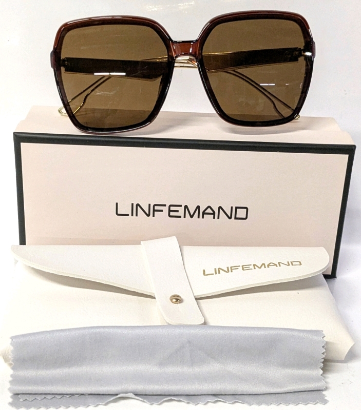 New LinFemano Fashion Sunglasses with Soft Case, Cleaning Cloth & Box