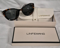 New Linfemand Tortoiseshell Frame Sunglasses with Case