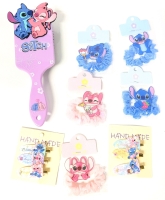New STITCH Love Hair Care : Full-Size Paddle Hairbrush, 5 Scrunchies & 6 Iridescent Hair Clips