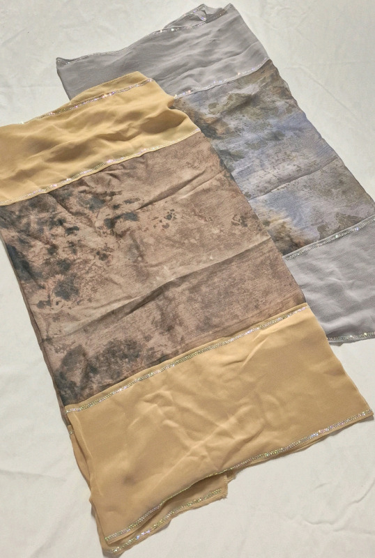 2 New Beautiful Sheer Scarves 25" Wide