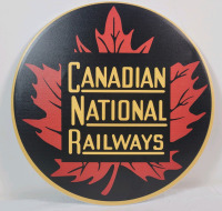 CNR Canadian National Railways Metal Sign . Measures 11 &frac34;" diameter