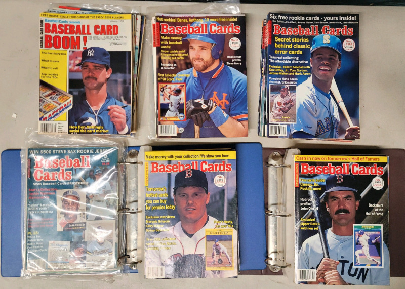 1984 - 1991 Baseball Cards Magazines . Issues July '90 - June '91 Contain Uncut Trading Card Inserts (Griffey / Bo Jackson). 45+ Issues