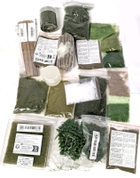 15 New Bags of Flocking / Static Grass Applicator Material, Tub of Assumed Glue, Sticks, Mini Planks & Mini Trees