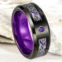 Classic Vibrant Titanium Dragon Design Ring Purple Titanium Steel Size 13
