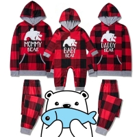 3 New Men's Lg, Women's Med & Baby's 13-28M PAJAMA VILLAGE Hooded Plaid Bear Family Pajama Sets | $120 Retail Value!