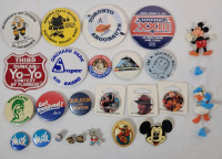 Vintage Button & Pin Lot . Disney , Football , Hockey , Elm Street