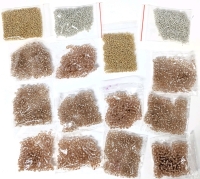 15 Bags New Seed Beads: 11&times; Tiny Iridescent Champagne Beads (Approximately 100 Per Bag) & 4&times; Teeny-Tiny Metallic Beads (Approximately 200+ Per Bag)