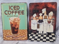 2 New Tin Food Themed Signs. 12" by 8"