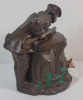 **RARE** Vintage Stoneware Tobacco Jar / Cigar Humidor . Hunter and Fox w/Tree Stump . Stamped and Numbered by WS & S , # 120 . No Cracks , Minor wear/chips on lid . Measures 8 &frac14;" tall & 6"&times;8" base - 3