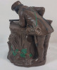 **RARE** Vintage Stoneware Tobacco Jar / Cigar Humidor . Hunter and Fox w/Tree Stump . Stamped and Numbered by WS & S , # 120 . No Cracks , Minor wear/chips on lid . Measures 8 &frac14;" tall & 6"&times;8" base - 4