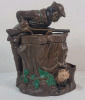**RARE** Vintage Stoneware Tobacco Jar / Cigar Humidor . Hunter and Fox w/Tree Stump . Stamped and Numbered by WS & S , # 120 . No Cracks , Minor wear/chips on lid . Measures 8 &frac14;" tall & 6"&times;8" base - 6