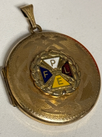 Vintage Knights of Pythias Sisters 3 PLEF Pendant Locket / Charm / Enamel RARE<br/>Approximately 1.25 inch