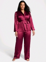 New Size Large Women's VICTORIA'S SECRET Dream Satin Wrap Top Long Pajama Set - Retails $119.95!