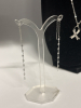 Willard Ribbon Pendant and Chain Necklace 17 inch Sparkling 4 inch Threader Earrings - 2