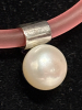 925 Sterling Silver Fresh Water Pearl Pink Jelly Chain with Sterling Finials Lobster Clasp Stamped Appropriately 15 inch Choker Style Unique - 3