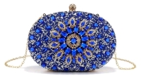 Gorgeously Ornate New Rhinestone Clutch Purse Absolutely Encrusted in Stones with Folding Top Handle & Optional Chain Strap - 8" &times; 2.6" &times; 5.75"