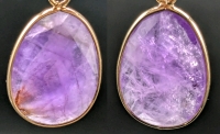 2 Gorgeous Deep Purple Presumed Amethyst Pendants (1 Has Faint Chevron Markings!) - 1" Long Each