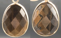 2 Striking Tigers Eye Stone Pendants - 1" Long Each