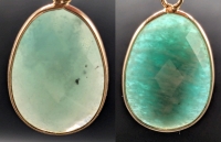 2 Lovely Possibly Aquamarine & Amazonite Pendants - 1" Long Each