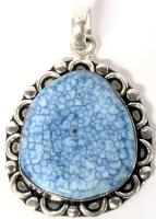 Gorgeous 925 Sterling Silver Pendant with Appears to be Bezel-Set Cloud Mountain Turquoise - 1.25" Long (Not Including loop)