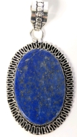 Gorgeous Large Lapis Lazuli Cabochon Stamped 925 Sterling Silver Bezel Set Pendant Open Gallery Back - 1" &times; 1.15" Excluding Hoop