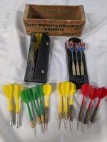 20 Throwing Darts. 1 With Adult Tail Fins. Comes with Vintage Cheese Box.