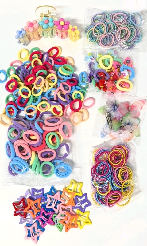 8 New Different Kinds of Multicolor Hair Elastics, Ties & Hair Clips