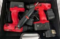Cordless Tool Lot. 2 Power XT Cordless Drills, with 2 Batteries and Chargers& 1 Jobmade Cordless Screwdriver. Drilss tested and working. No plug for screwdriver, unable to test. Comes with Case.
