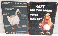 2 New Chicken & Duck Metal Signs | Signs Measure 8"&times;6"