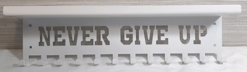 New "Never Give Up" Metal Coat Hanger | Measures 16" Long