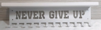 New "Never Give Up" Metal Coat Hanger | Measures 16" Long