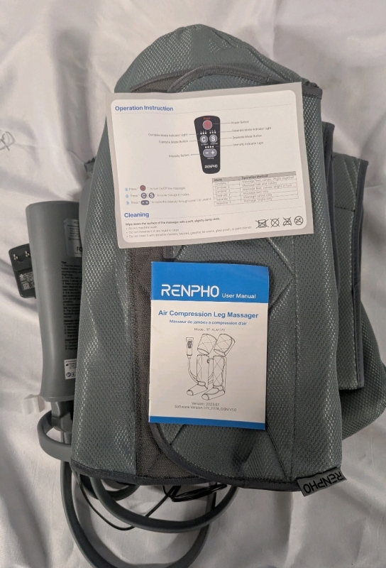 Renpho Air Compression Leg Massager. Tested and begins to inflate.