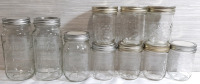 Lot of 10 Mason Jars | Includes Jars From Atlas Mason, Bernardin & Unmarked Makers | Tallest One is 7" Tall, Smallest One is 4" Tall