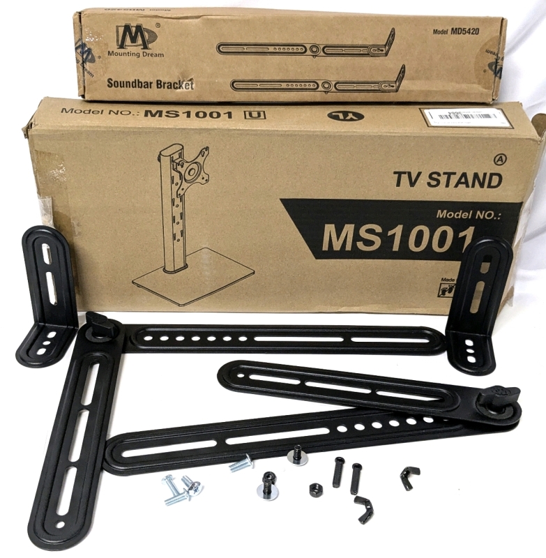 2 Wall Mounts : TV Stand MS1001 & mounting Dream Soundbar Brackets MD5420 - Some Spacers, Washers, Nuts & Bolts Missing for Soundbar