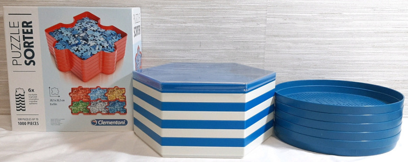 Lot of Puzzle Sorters | Includes Clementoni Puzzle Sorter w/ Six Trays, Becbous Sorters with Eight Trays & Cobble Hill Sorters with Six Trays