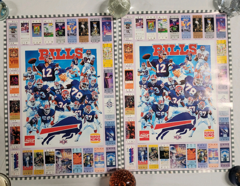 Two (2) 1992 Burger King Buffalo Bills / Super Bowl Tickets Posters . Both measure 15.5"&times;21.5"