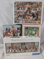 4 New 1000 Piece Dog Puzzles. Various Sizes and Manufacturers.
