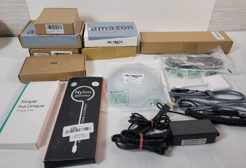 As New - Off- Brand Replacement Laptop Charging Cables (Acer, iPad, Lenovo) & Various Link Cables . See Photos