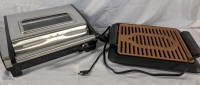 Hamilton Beach Indoor Searing Grill & Gotham Steel Indoor Electric Grill. Hamilton Beech Measures 16" Across.